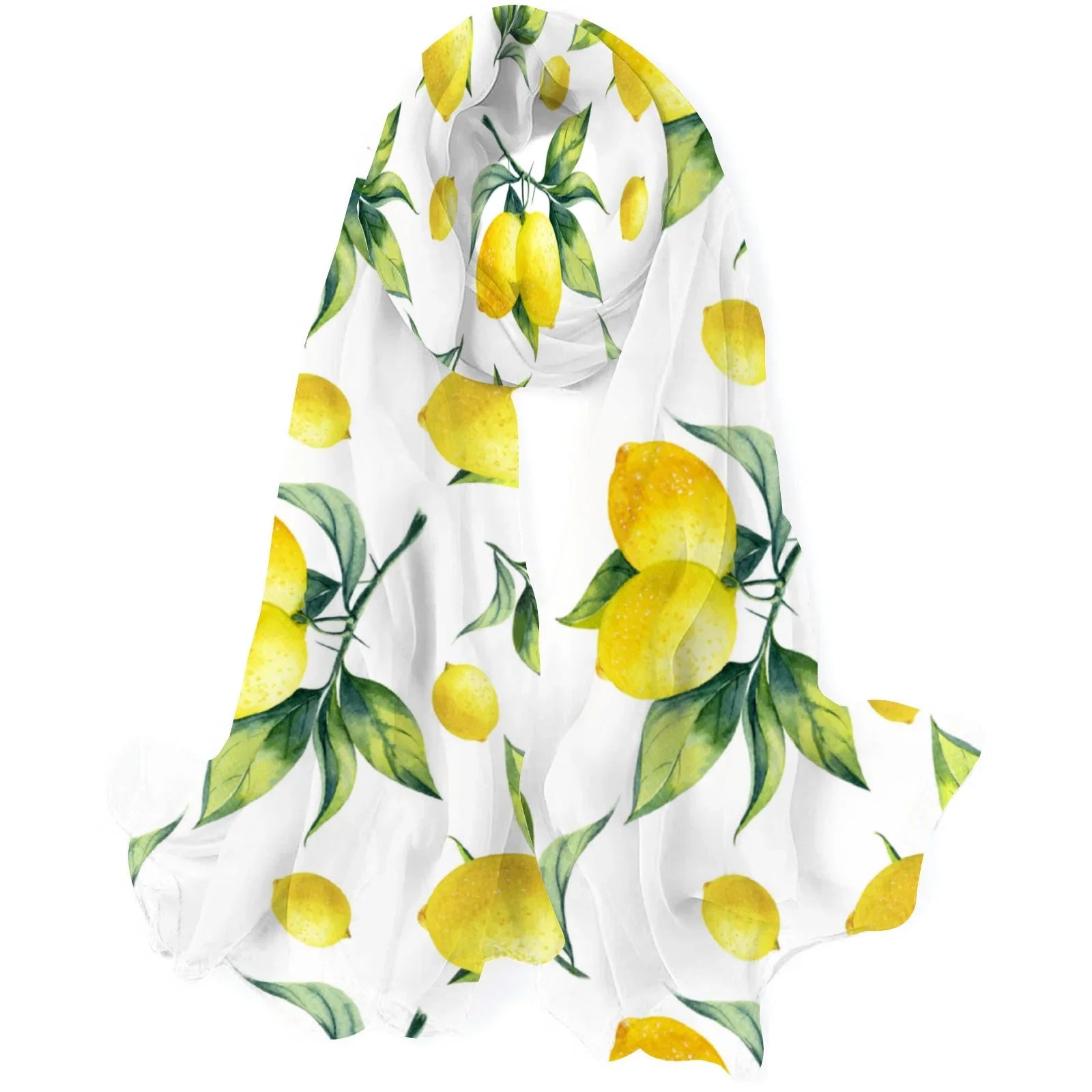 FREEAMG Lemon Silk Long Scarf for Women Large Oblong Sunscreen Shawls Wraps Neck Headscarf Hair Wraps Gift Packed