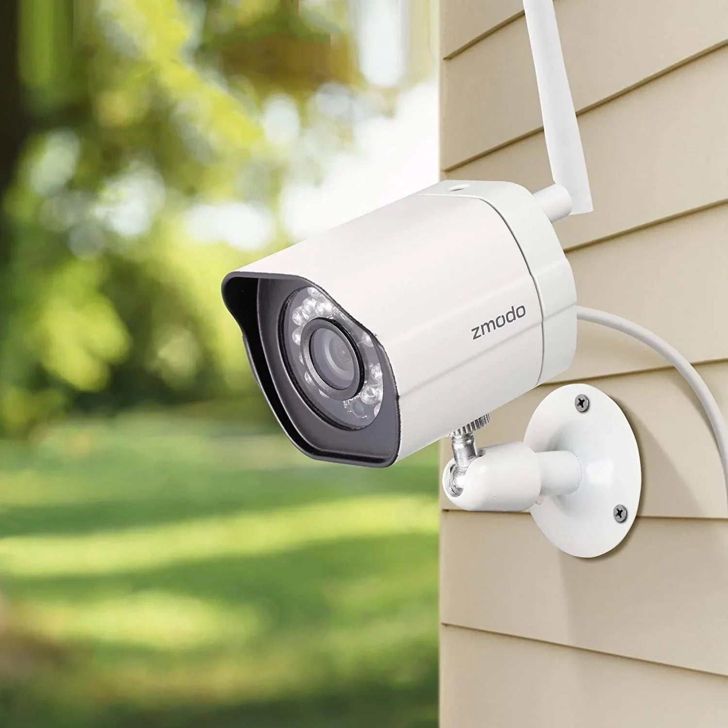Zmodo 2 Pack Wireless Security Camera System Smart Outdoor WiFi IP Cameras Night Vision Plug-In, Compatible with Alexa