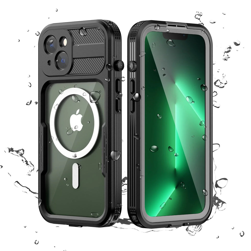 for iPhone 14 Case Magsafe, Waterproof with Built in Screen Protector, Heavy Duty Protective Cover Phone Case iPhone 14 6.1 inch for Women/Men, Black