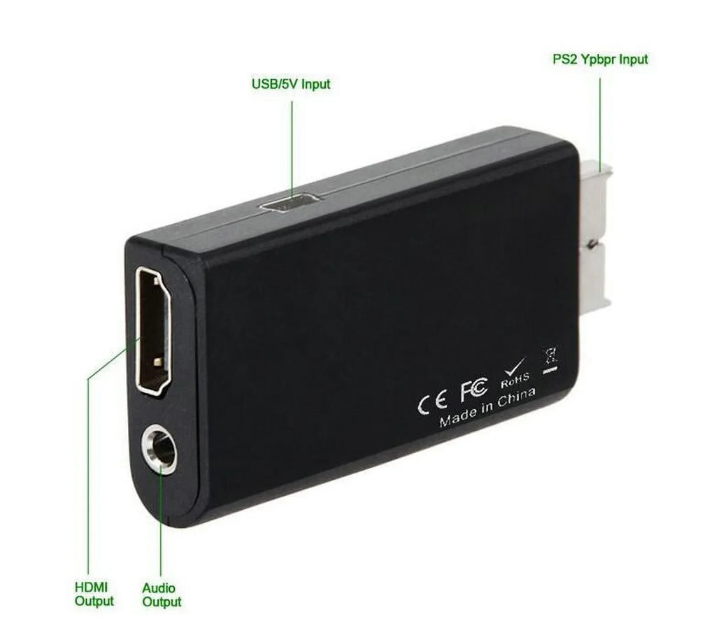5-Packs PS2 to HDMI Converter Adapter HDMI HD Video Audio Output + USB Power Cable - Exclusive Design