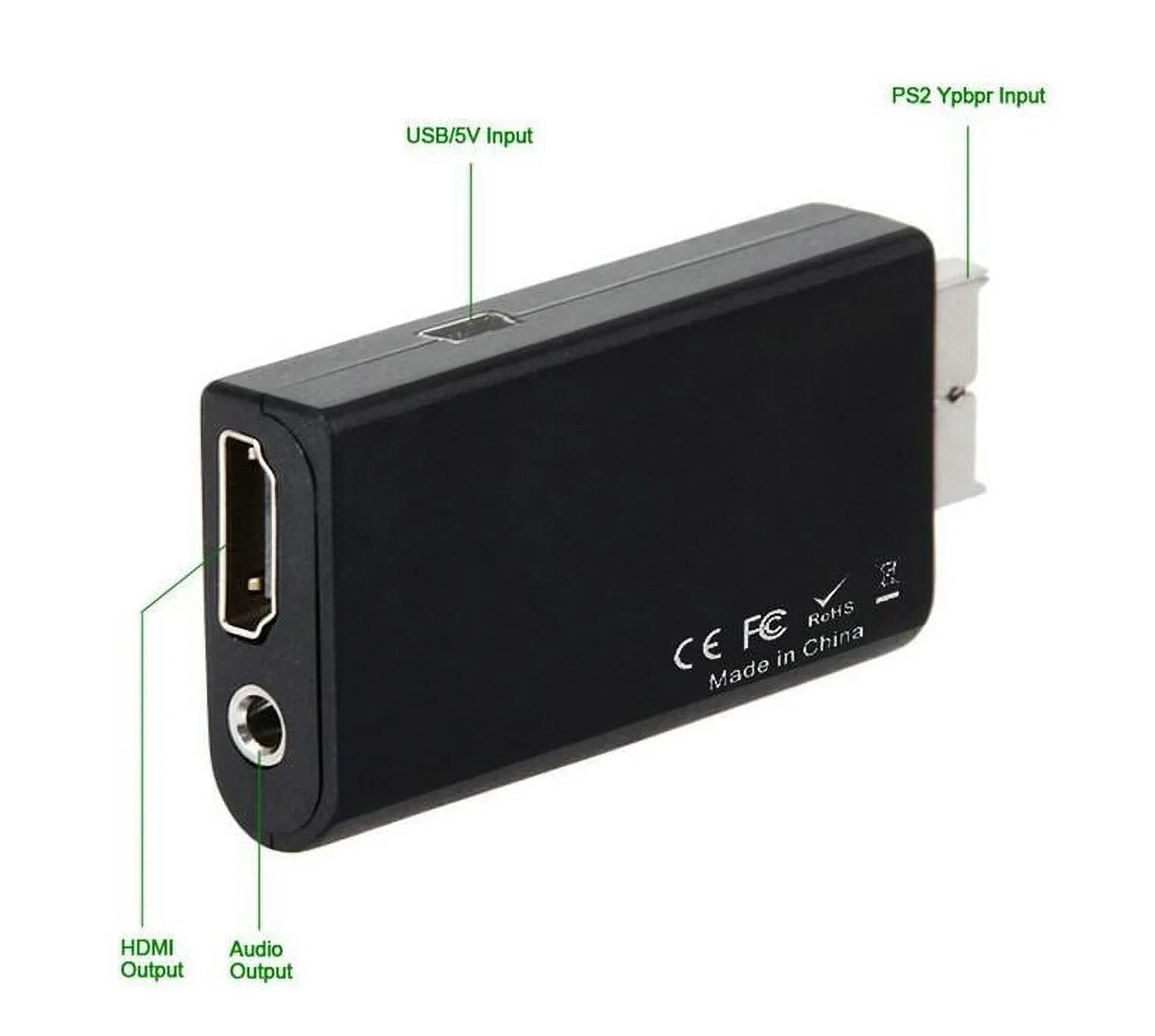 5-Packs PS2 to HDMI Converter Adapter HDMI HD Video Audio Output + USB Power Cable - Exclusive Design