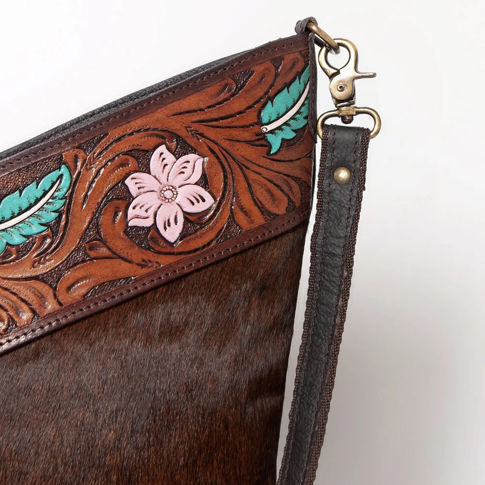 Stylish KB OHLAY KBA122 HOBO Hand Tooled Hair-on Genuine Leather women bag western handbag purse