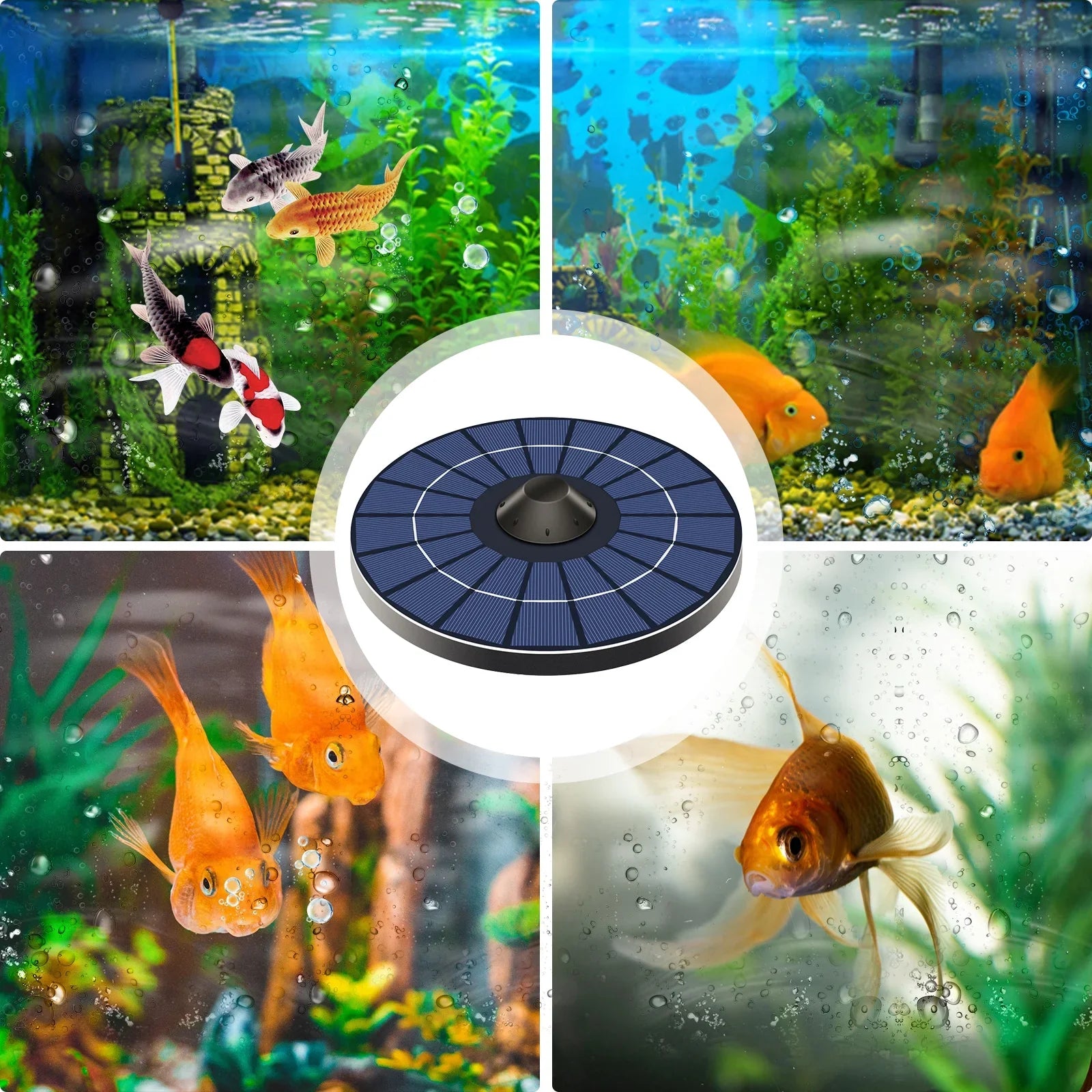 Solar Pond Aerator Pump With Air Hose and Bubble Stone Pond Aerator Fish Tank Oxygenator for Birdbath Fountain Small Pond Circulation - Exclusive Design