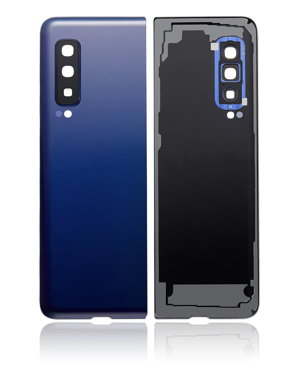 Stylish Replacement Back Cover Glass With Camera Lens Compatible For Samsung Galaxy Fold 4G (F900) (Premium) (Astro Blue)