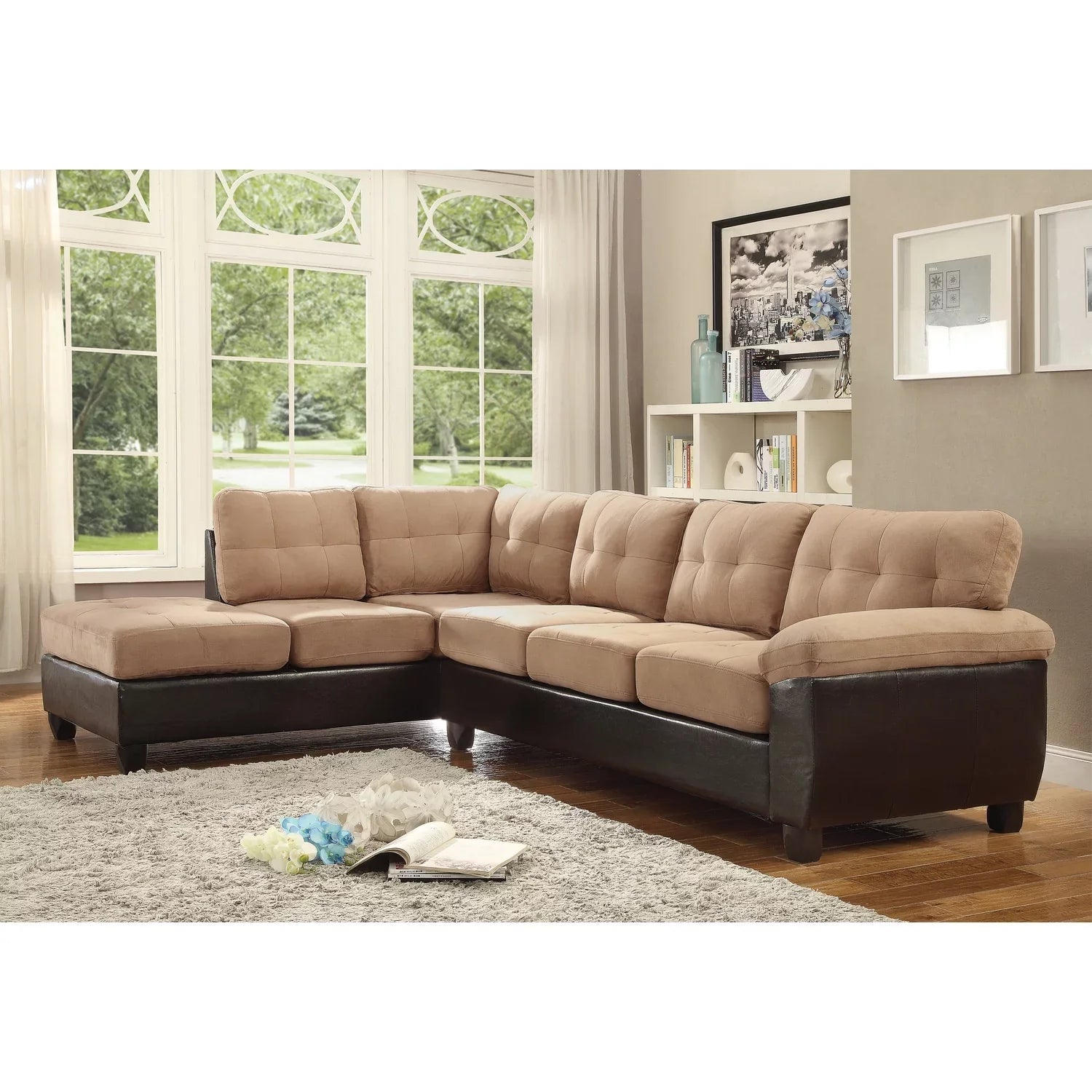 Homestock Retro Renaissance G908B-SC Sectional , Mocha - Exclusive Design