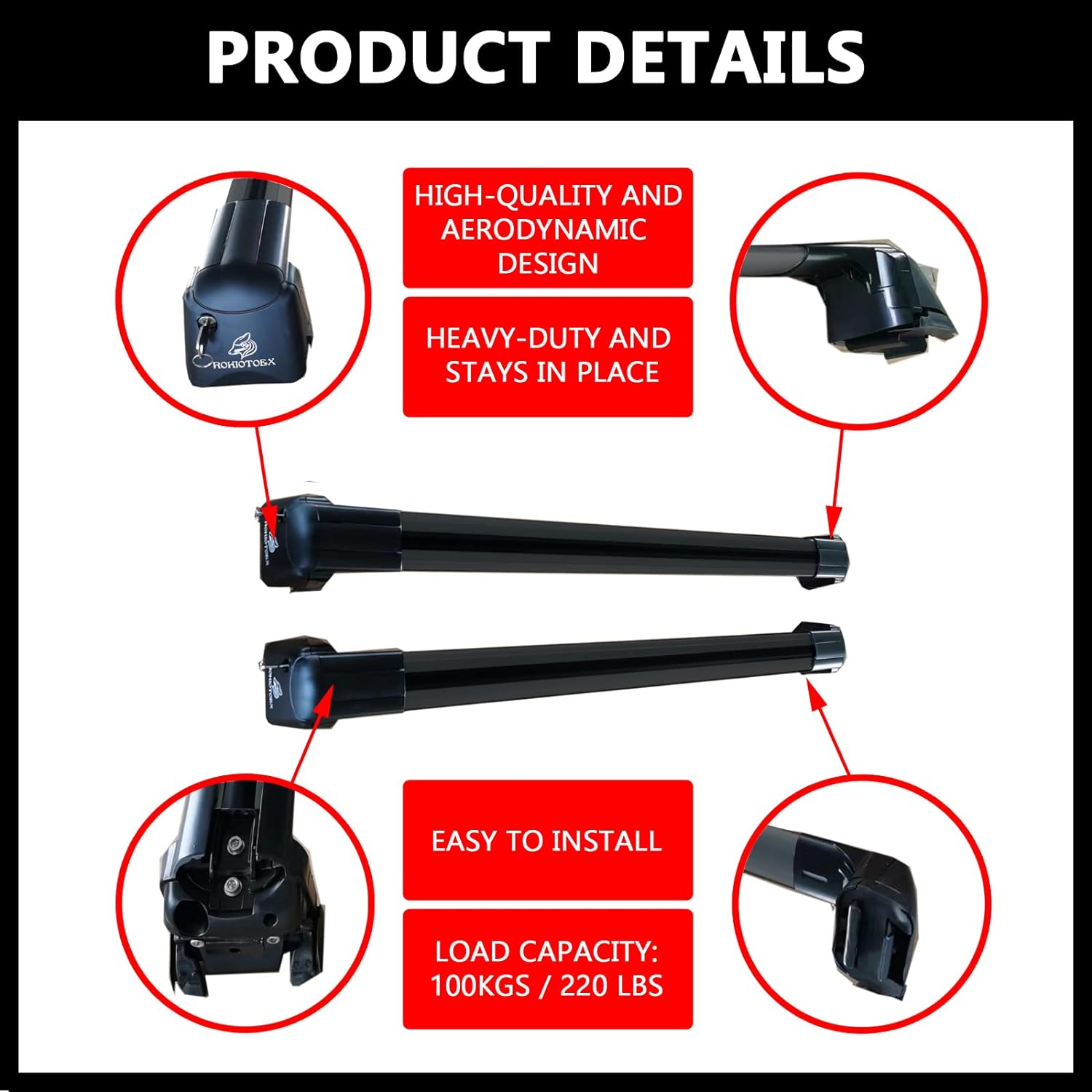 ROKIOTOEX Roof Rack Crossbars Fit for 2015-2019 Subar-u Outback Premier Touring Chrome Lush Side Rails, Cross Bars for Rooftop Cargo Box Luggage, Ski Board, Bike Carrier â Black SO14T