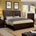 Stylish Rustic Style Dark Walnut Transitional Bedroom Furniture 1pc Bed Plank Style HB FB Eastern King Size Bed Solid Wood
