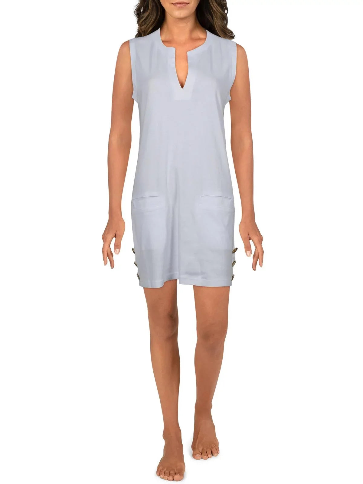 Lauren Ralph Lauren Womens Sleeveless Tunic Dress Swim Cover-Up White XS