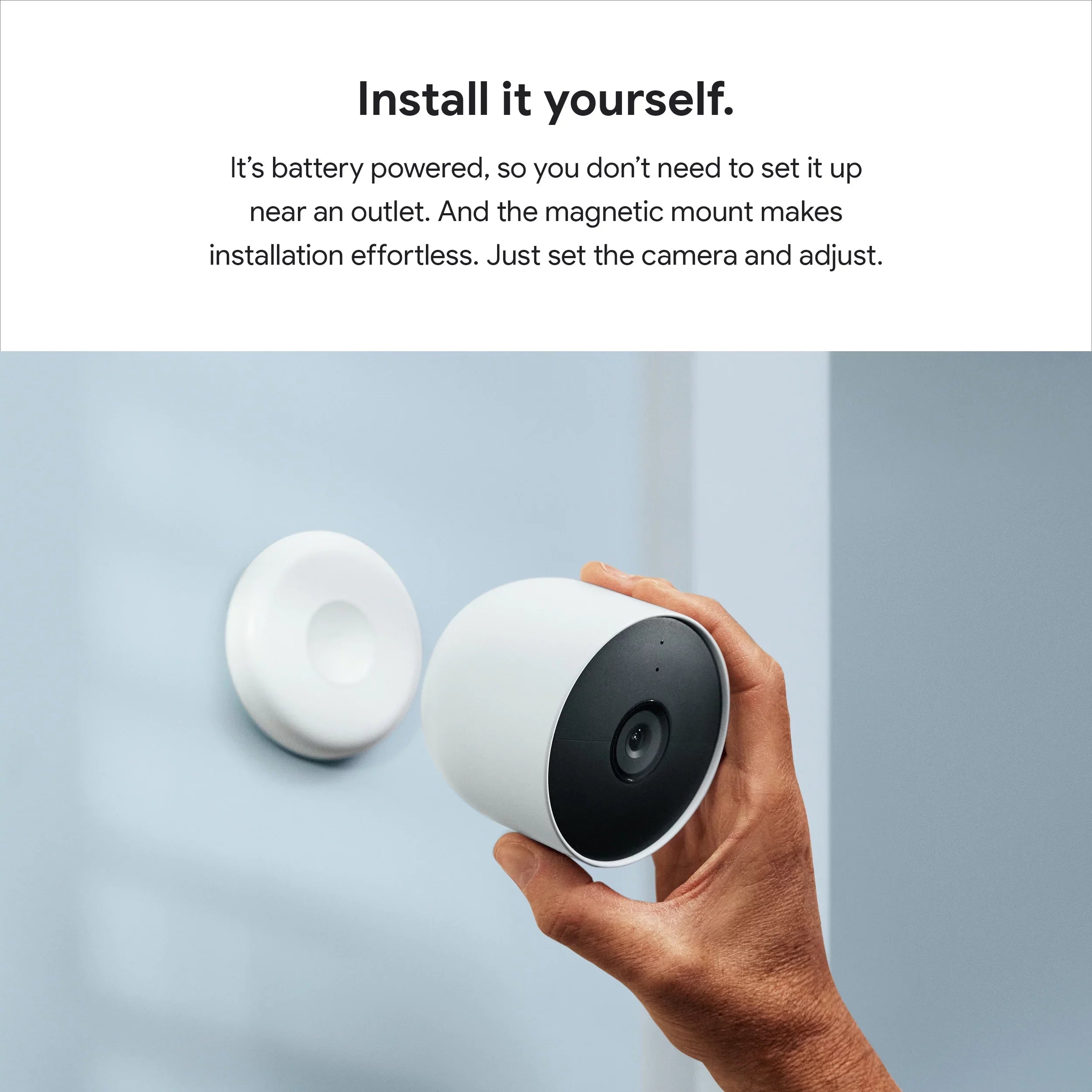 Stylish Nest Camera (outdoor or indoor, battery) 1pk White
