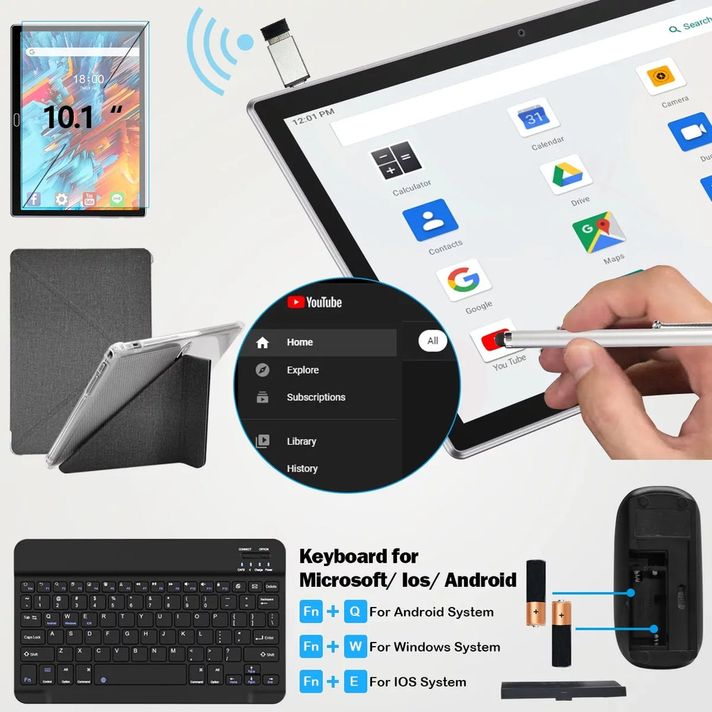Android 11,Tablet with Keyboard,10 inch 2 in 1 Tablets,64GB ROM(up to 128GB Expand ),6000mAh Battery,Latest 1.6GHz Octa- 4G Cellular Tablet PC,Dual Camera,Wi-Fi,Bluetooth,GPS,Black