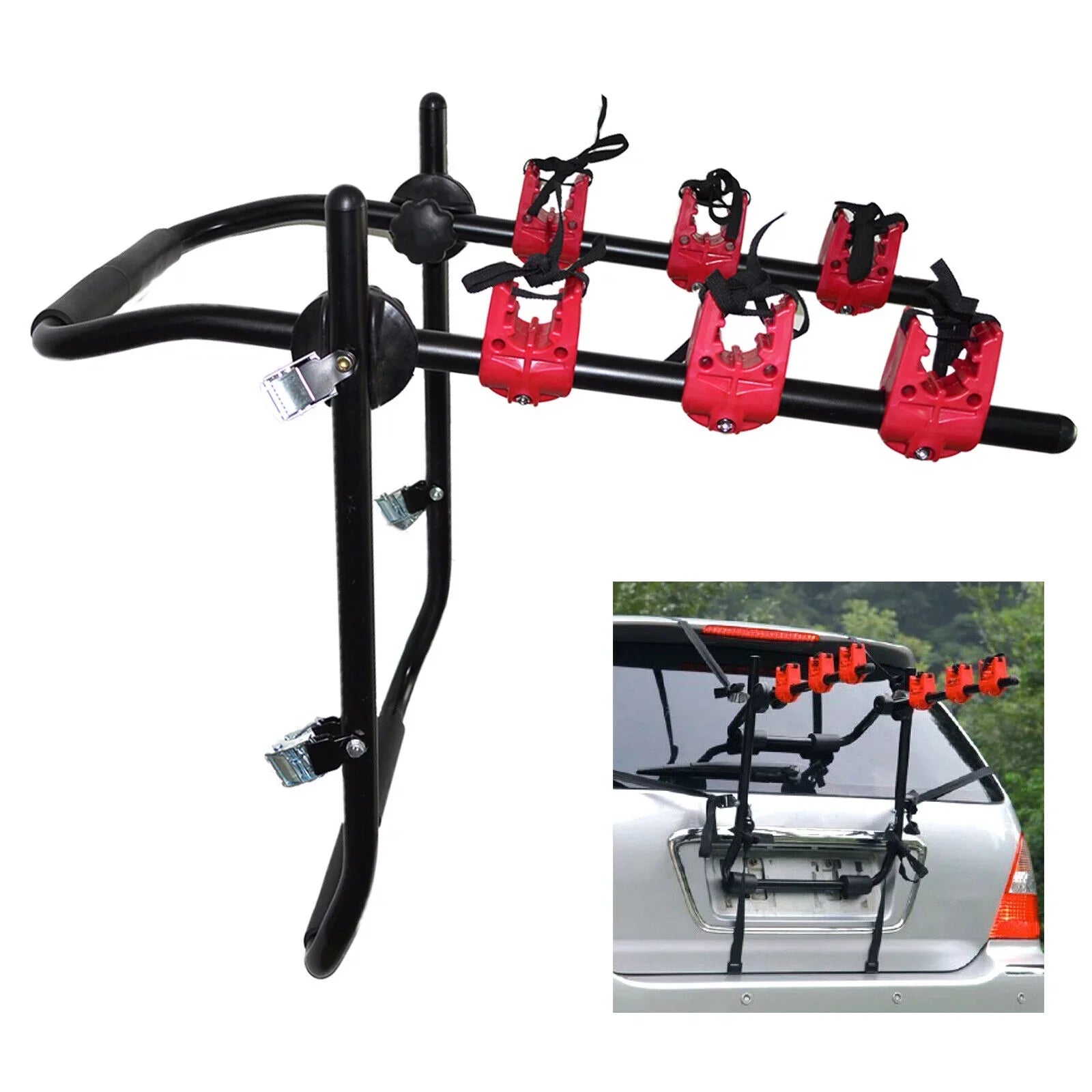 Stylish Loyalheartdy Foldable Bike Hitch Mount Rack 3-Bike Carrier Trunk Mount Rack for Car Minivan SUV Truck Max Load 44.09