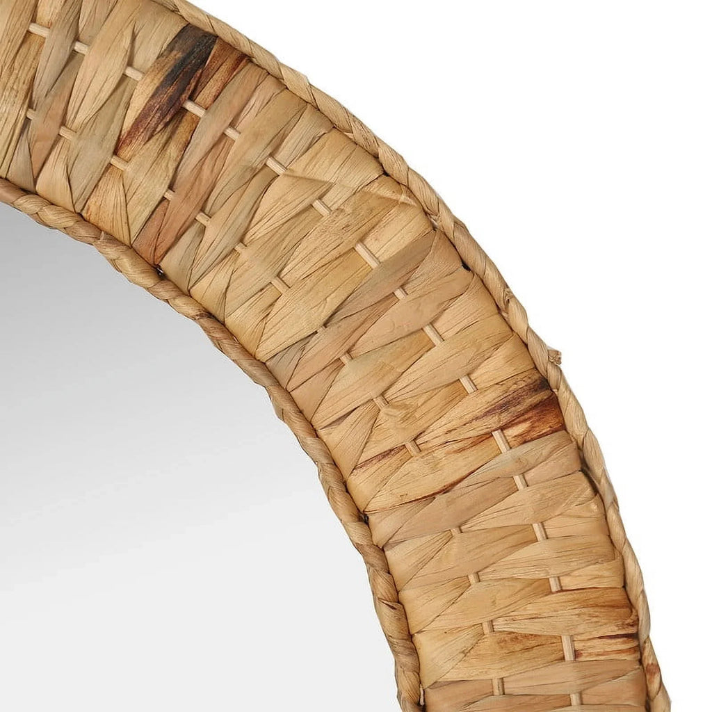 Oasis Grass Oval Rattan Woven Boho Wall Mirror - Exclusive Design