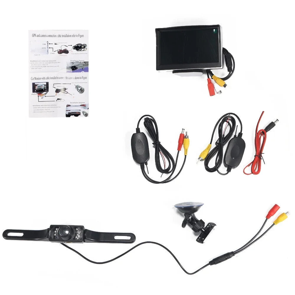 Stylish KingFurt Car Night Vision Backup Camera Kit 5" Wireless Monitor HD Rear View Waterproof