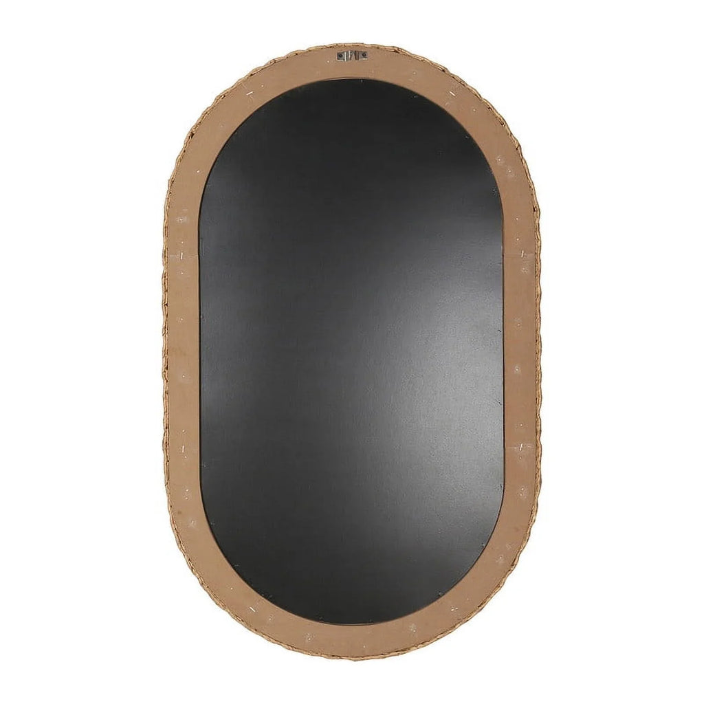 Oasis Grass Oval Rattan Woven Boho Wall Mirror - Exclusive Design