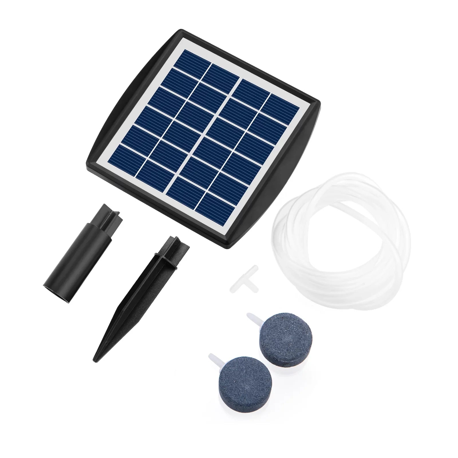 Htovila 2W -in Solar Pump with 8.2ft 2 Air Bubble Stones Fish Oxygenator Aquarium Aerator Air Pump Fishing Aerator for Garden Fish Pool Pond