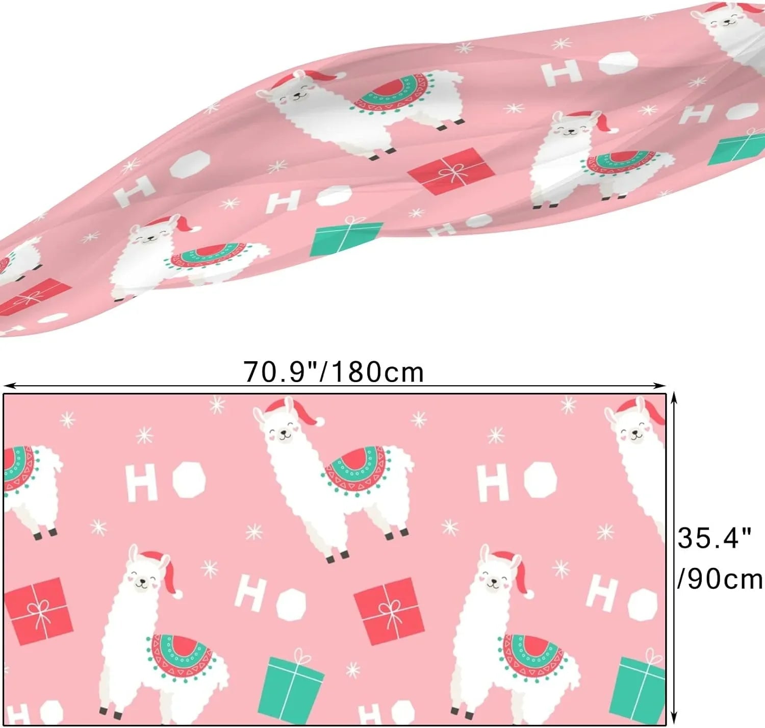 Hyjoy Christmas Llama Presents Long Silk Neck Scarf Lampweight Shawl Wrap Scarves for Women Girls