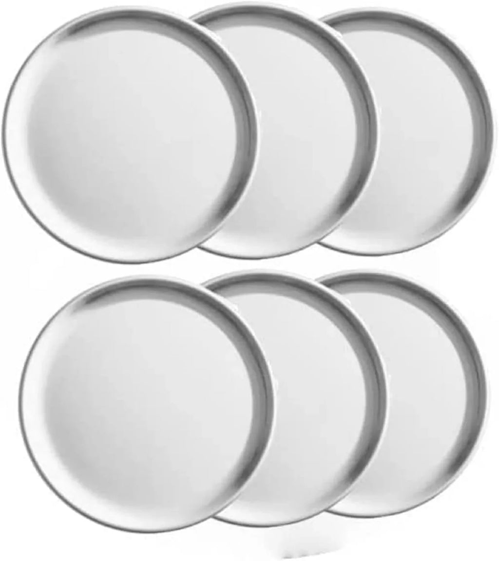 Stylish TrueCraftware- Set of 6 Aluminum 8â Pizza Tray Pan Coupe Style - Bakeware Round Pizza Pan Pizza Tray Baking Tray Round Baking Tray for Home Kitchen Pizzeria & Restaurants