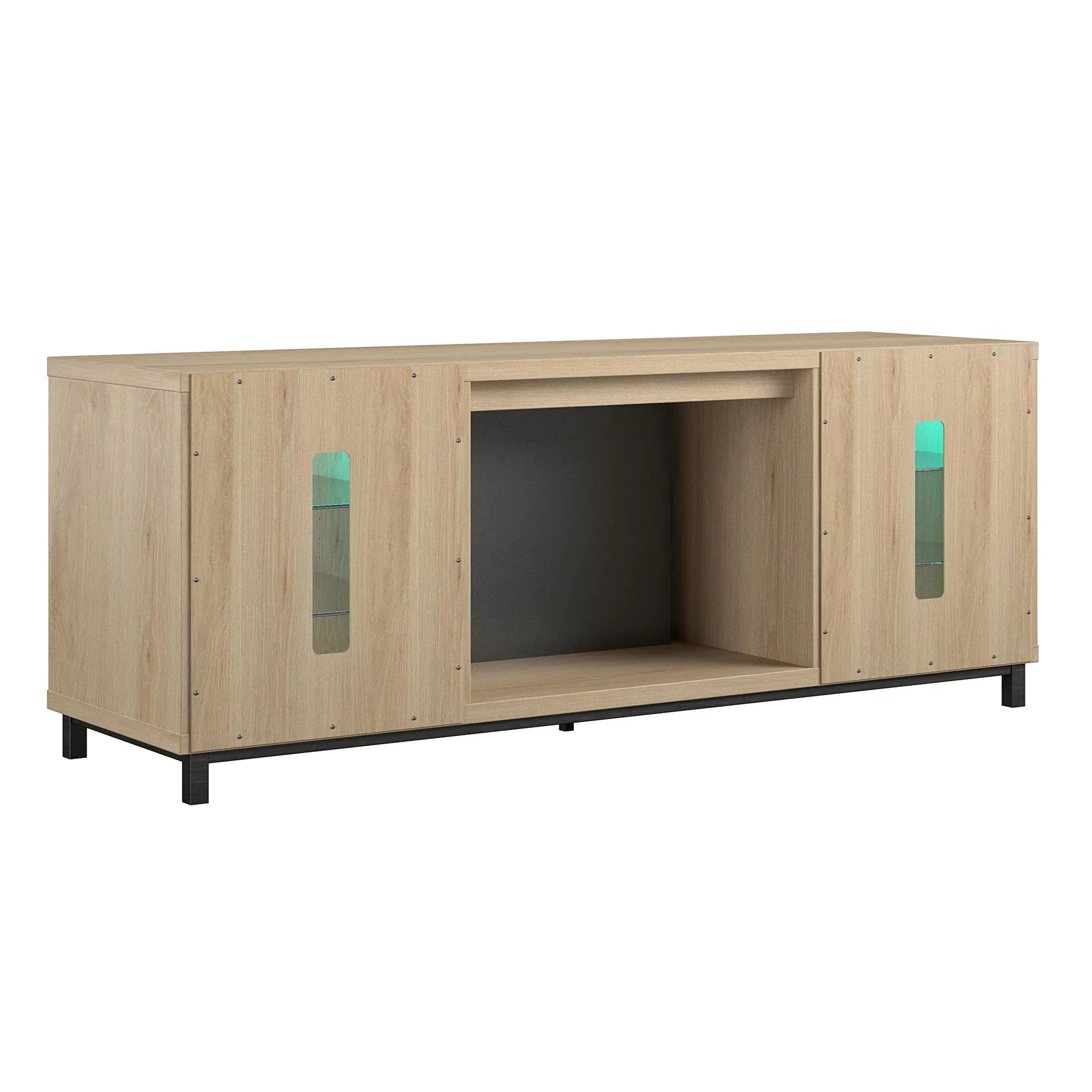 Ameriwood Home Lumina Deluxe Fireplace TV Stand for TVs up to 70" in Blonde Oak - Exclusive Design