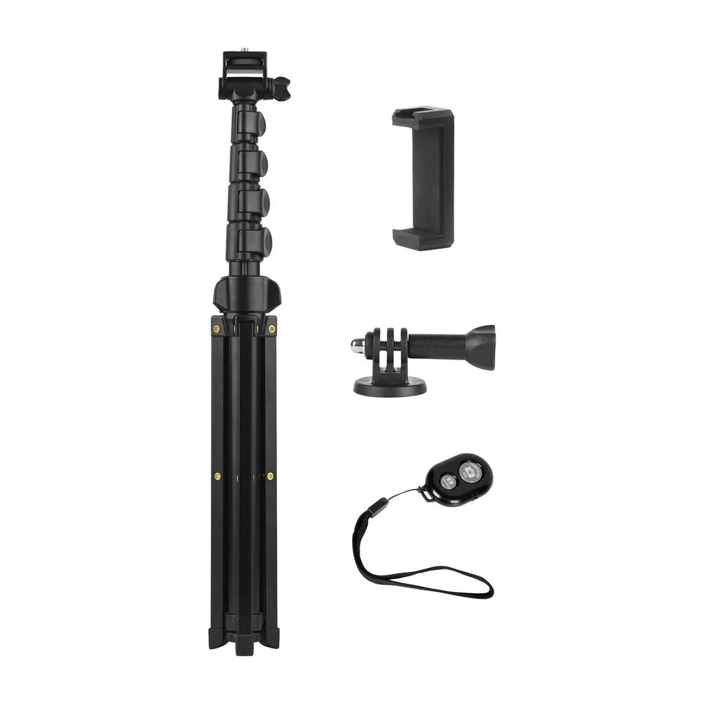 Andoer 168cm/66in 2-in-1 Phone Selfie Stick and Tripod - Supports up to 3KG, Includes Phone Holder, Action Camera Bracket, and Remote Shutter for Smartphones, Mirrorless Cameras, and Action Cameras