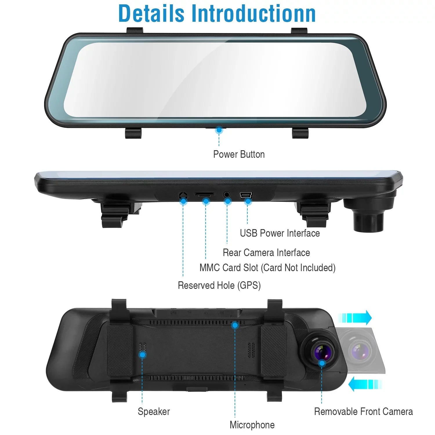 iNova FHD 1080P Car DVR Dash Camera 9.66In Vehicle Driving Recorder with G Sensor Parking Monitoring Seamless Recording - Exclusive Design