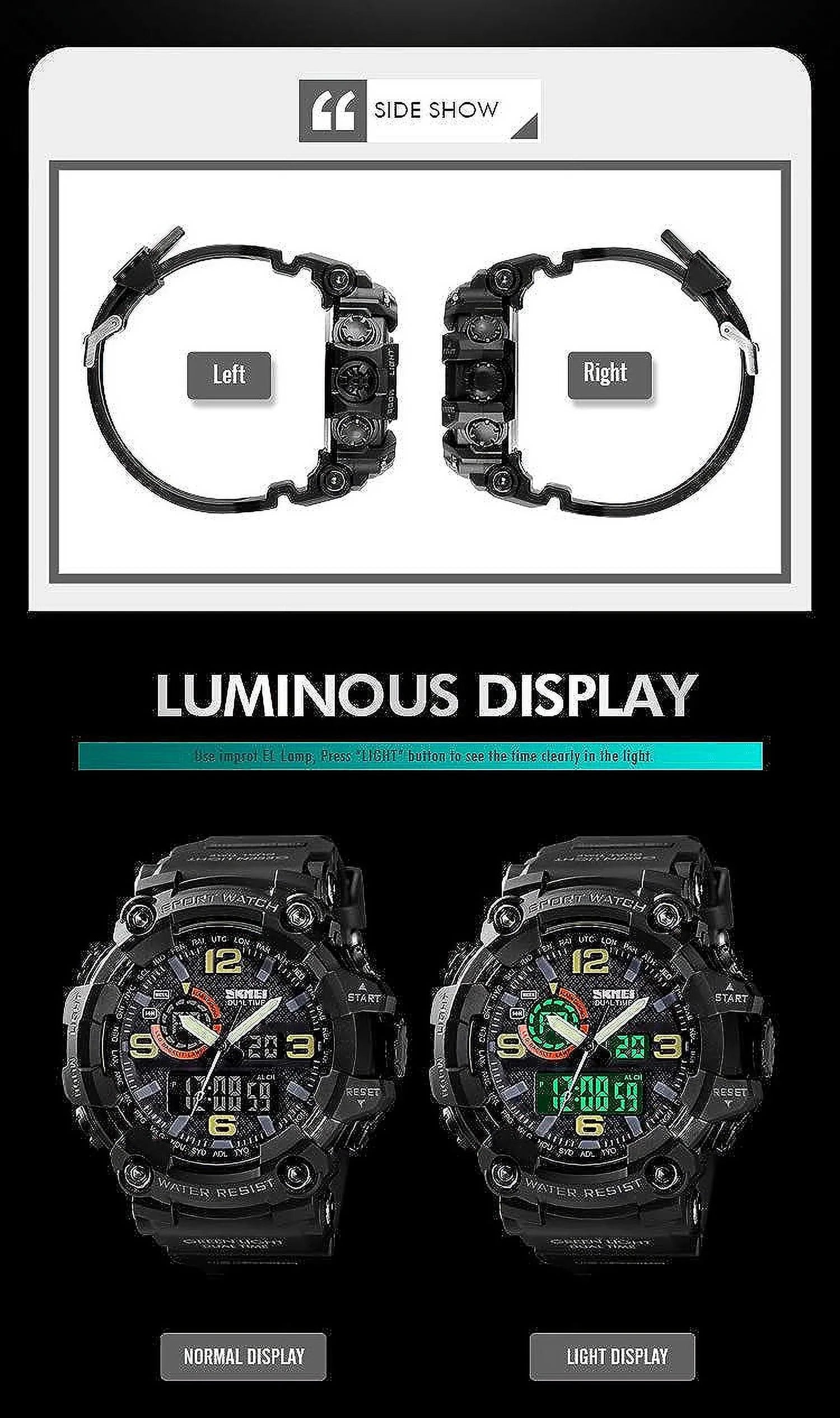 Gosasa Men's Watches Multi Function Military S-Shock Sports Watch LED Digital Waterproof Alarm Watches