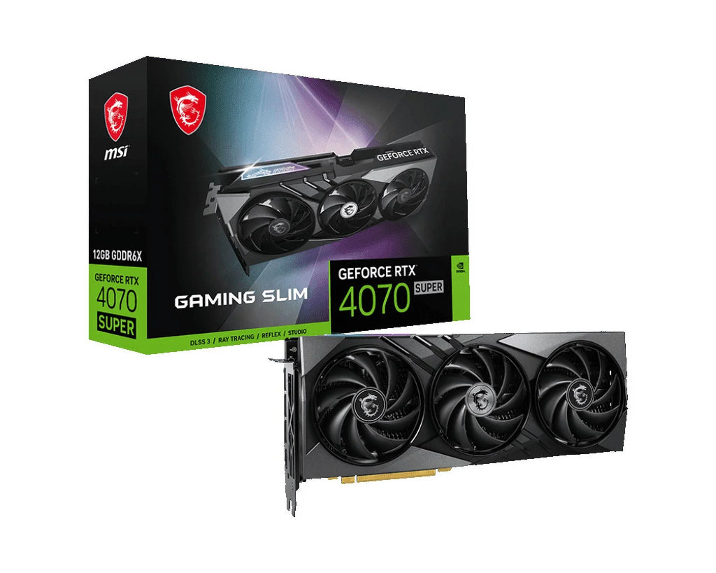 MSI GeForce RTX 4070 SUPER 12G GAMING SLIM Graphics Card, 12GB GDDR6X, PCI-E Gen 4, DP x 3, HDMI x 1, with DLSS 3, Slim Design - Exclusive Design