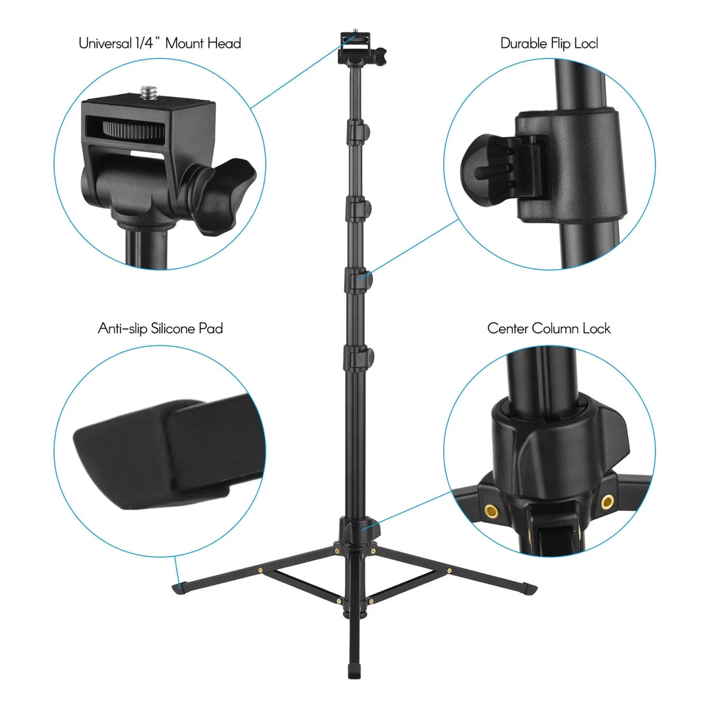 Andoer 168cm/66in 2-in-1 Phone Selfie Stick and Tripod - Supports up to 3KG, Includes Phone Holder, Action Camera Bracket, and Remote Shutter for Smartphones, Mirrorless Cameras, and Action Cameras