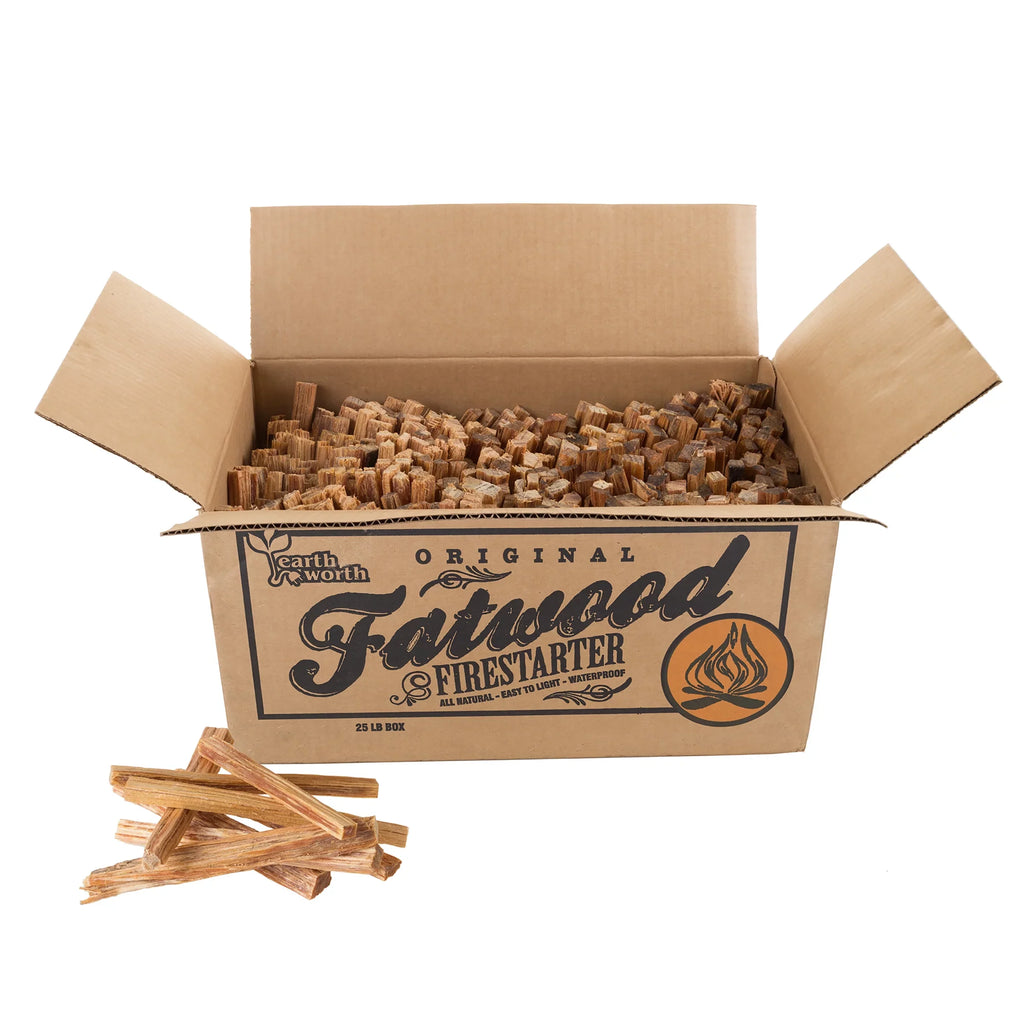 Fatwood Pine Wood Fire Sticks - 25lb Box of Indoor/Outdoor Fire Starters for Campfire Grill Wood Stove Firepit or Fireplaces by Pure Garden