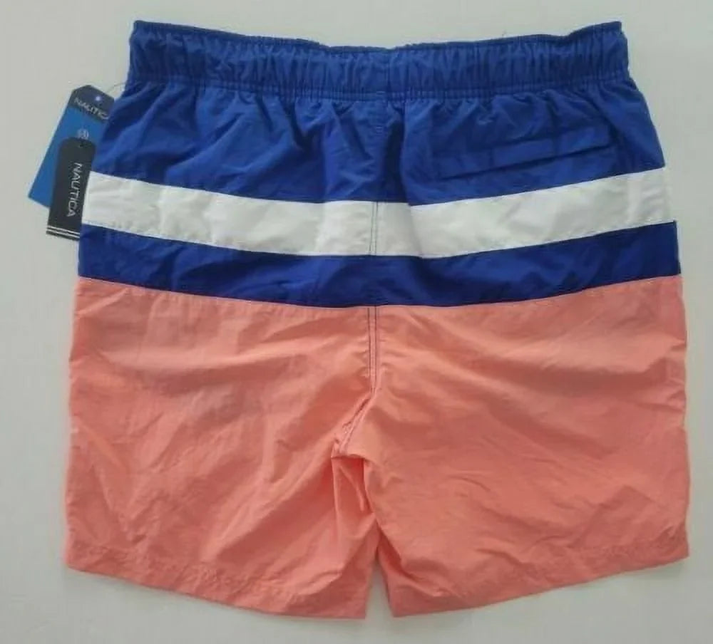 Stylish Nautica Men's Colorblocked 8" Swim Trunks T01131 in Pale Coral-Small