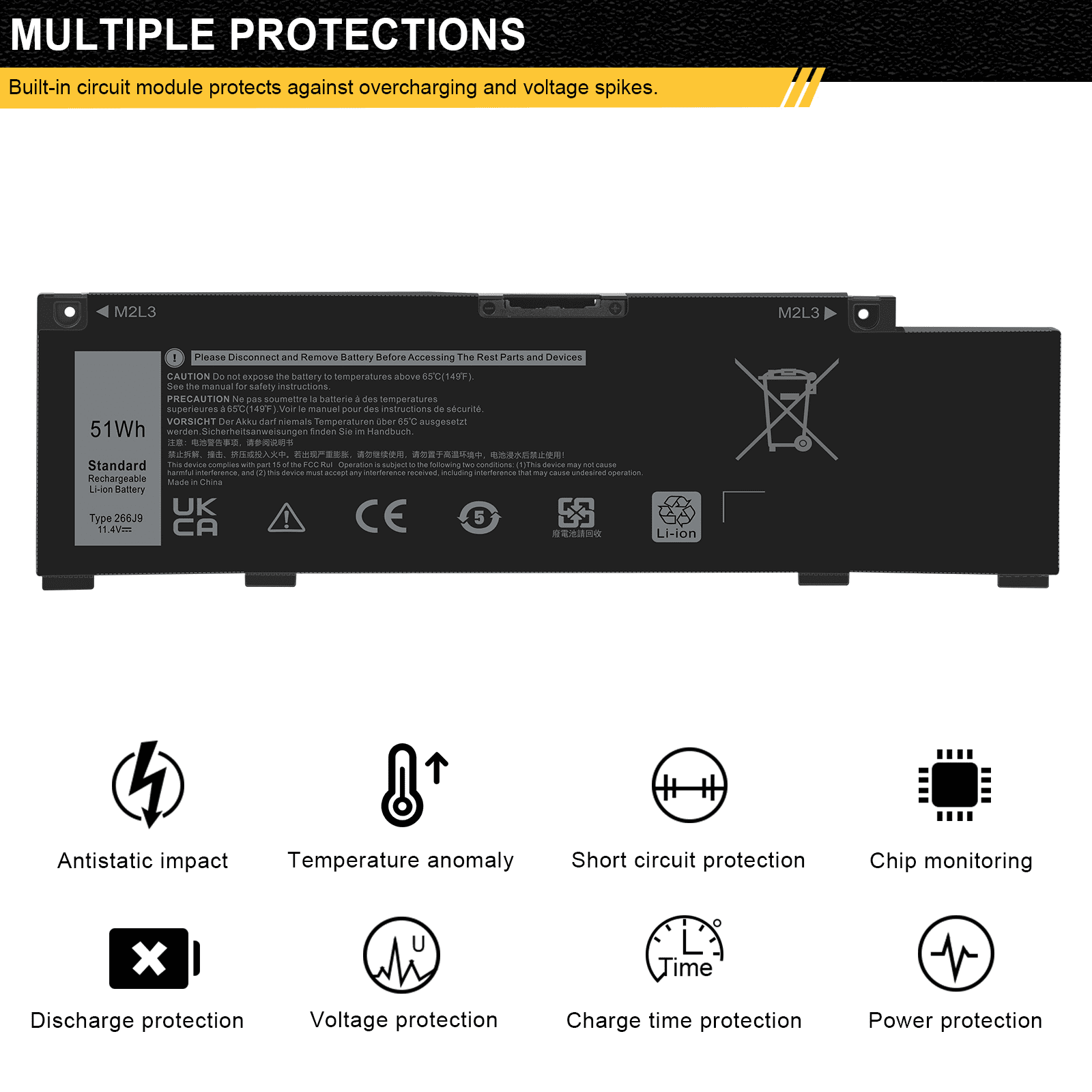 For Battery G3 15 3590 51Wh 11.4V 4265mAh 415CG M4GWP PN1VN 266J9 - Exclusive Design