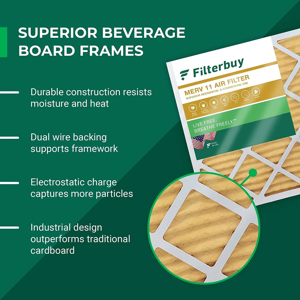 Filterbuy 12x30x1 MERV 11 Pleated HVAC AC Furnace Air Filters (2-Pack)