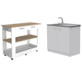 Home Square 2-Piece Set with Wood Kitchen Island and Utility Sink