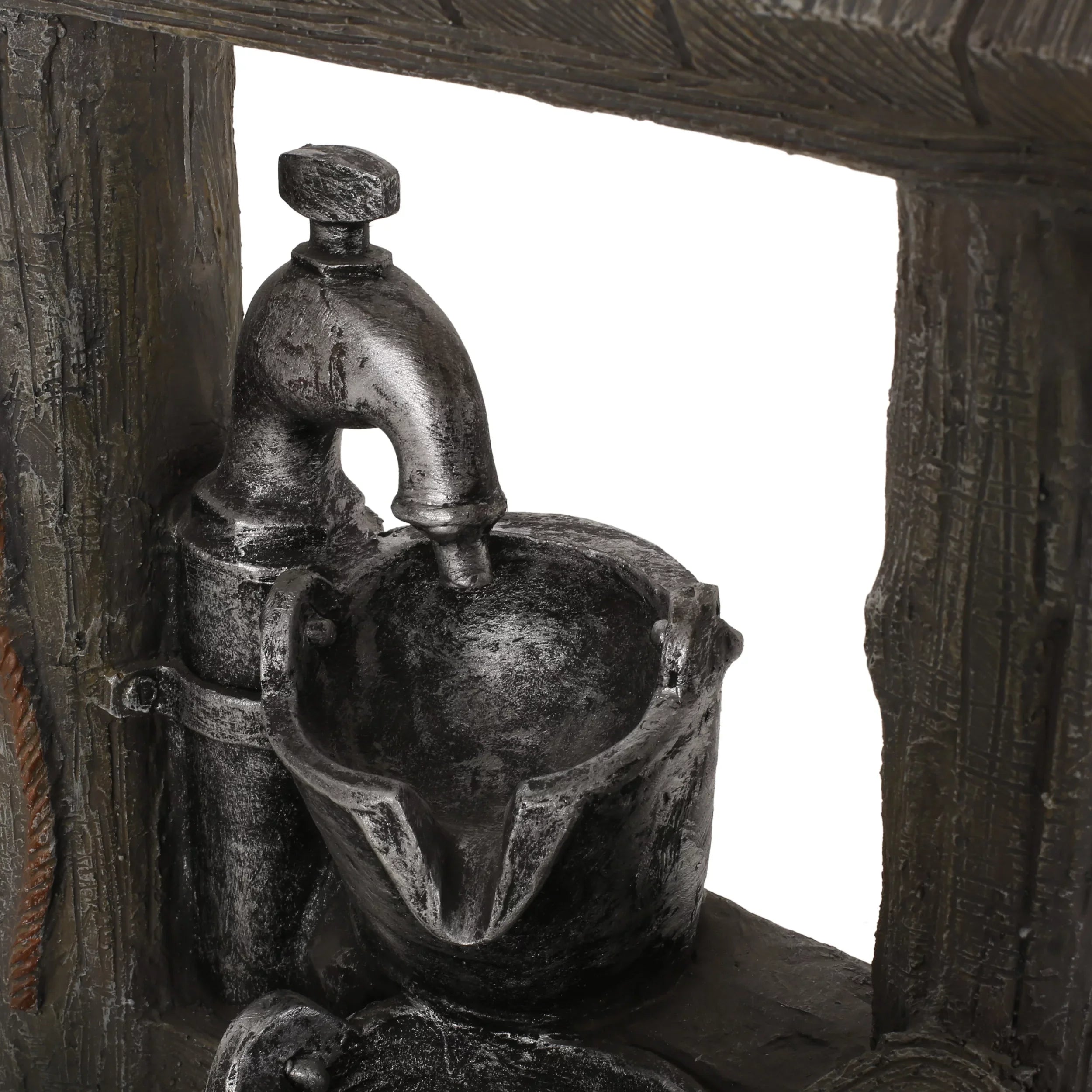 Stylish Noble House Berrien Outdoor 3-Tier Bucket Fountain, Brown and Gray