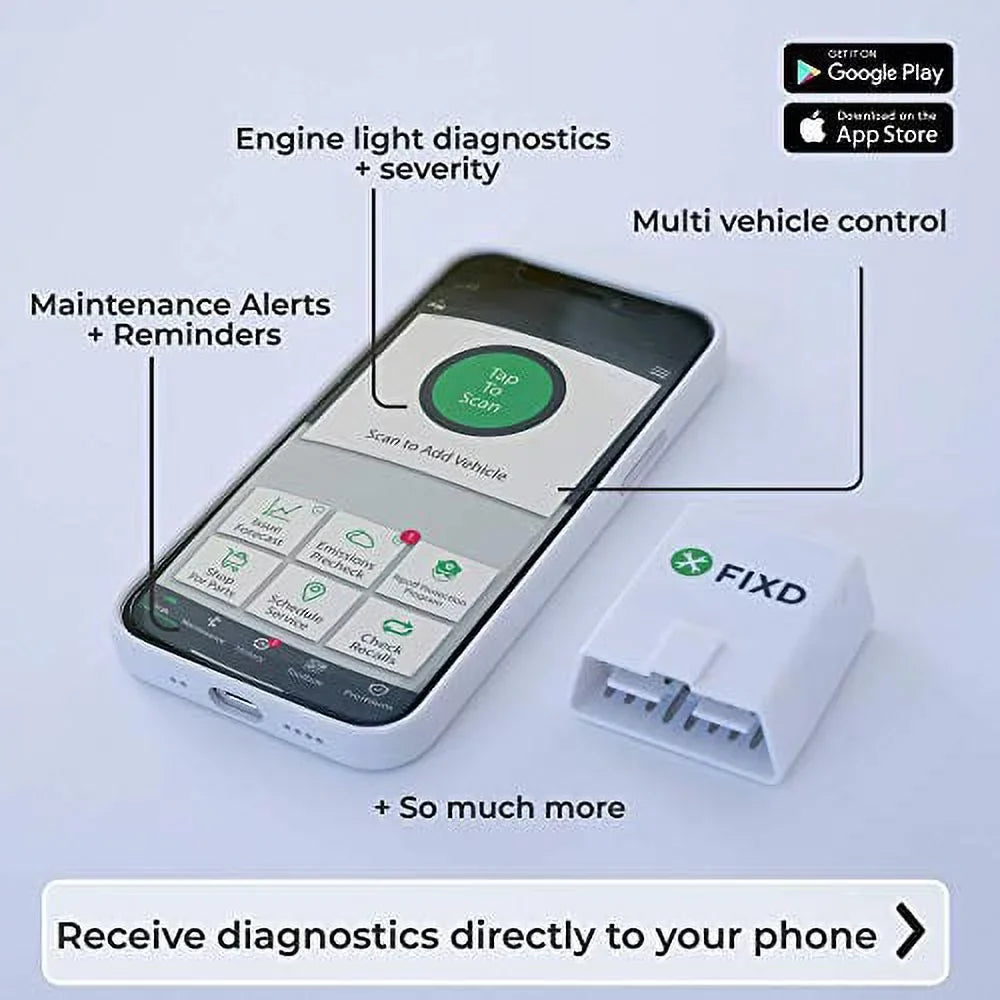 FIXD Bluetooth OBD2 Scanner for Car - Car Code Readers & Scan Tools for iPhone & Android - Wireless OBD2 Auto Diagnostic Tool to Check Engine & Fix All Cars & Vehicles â96 or Newer (3 Pack)
