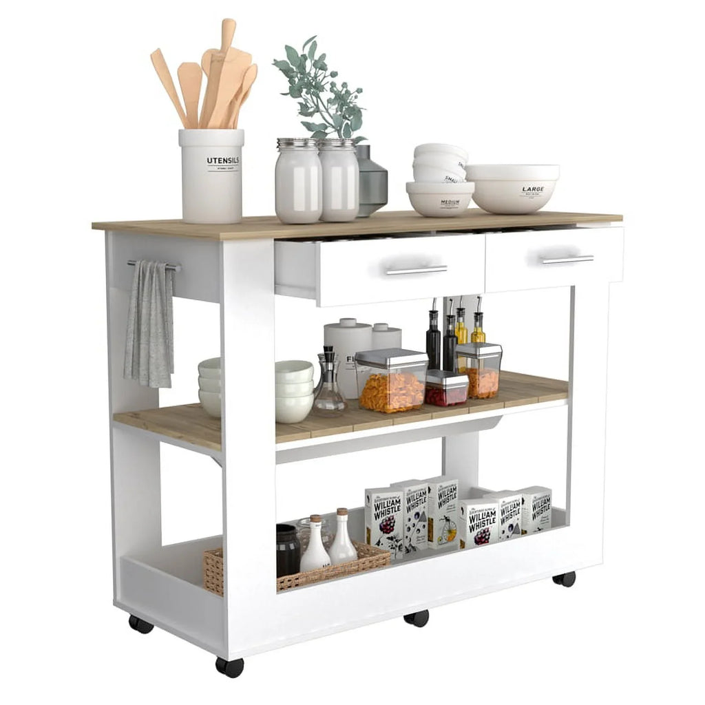 Home Square 2-Piece Set with Wood Kitchen Island and Utility Sink