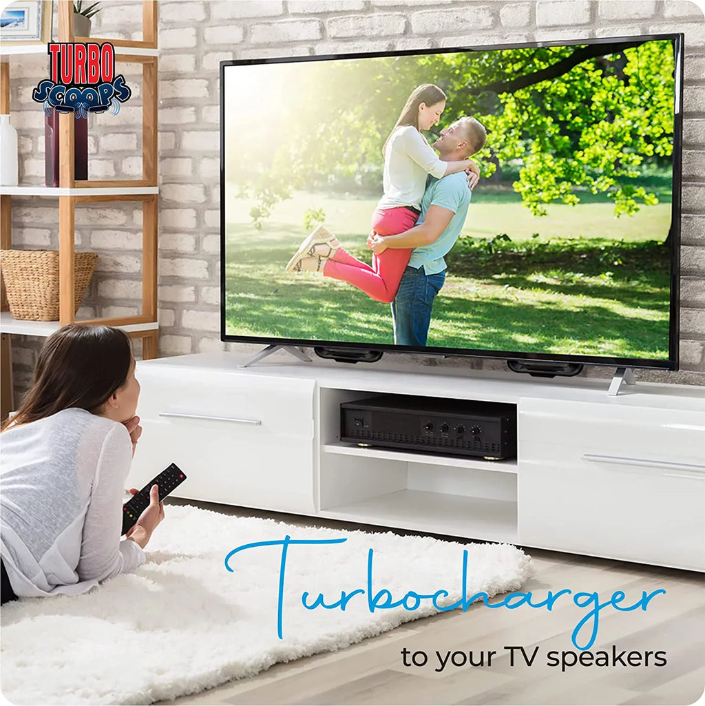 TurboScoops TV Sound Bar Alternative Redirects Sound Directly Toward You and Not The Floor for Crisp Audio. Great - Exclusive Design