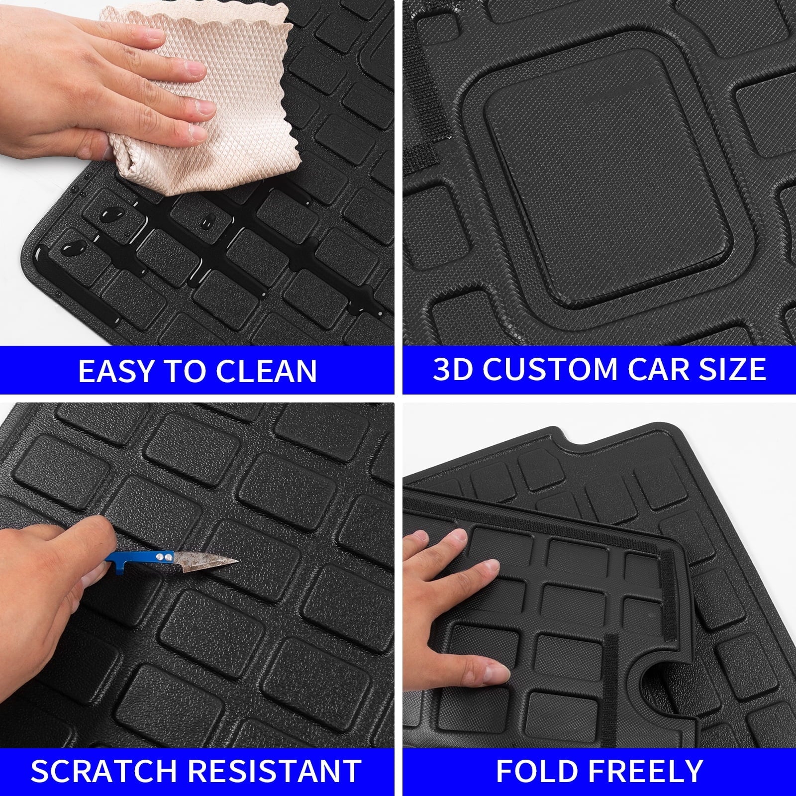 Stylish Fit 2010-2023 Toyota 4Runner Trunk Mat Cargo Mat Cargo Liner Back Seat Cover Protector 2022 Toyota 4 Runner Accessories (Trunk Mat + Backrest Mats,Fit Without Sliding Tray)