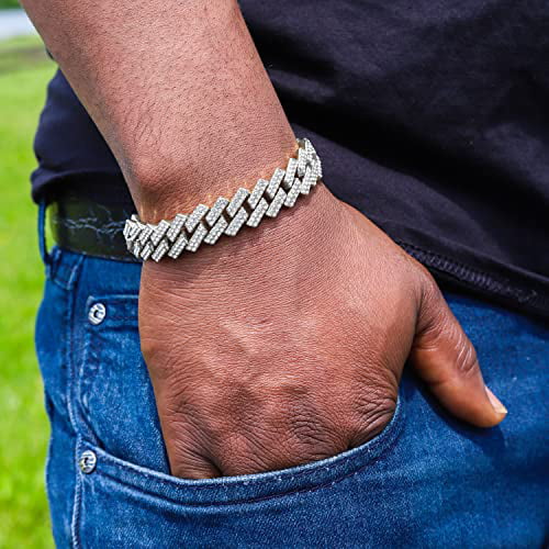 Charles Raymond Iced Out Mens Color on Blast Watch Single or Combo Sets with Blinged Out Bracelets Set. Iced Out Colourful Rainbow Flame Collection (ST10327CO-ZZ SLV) - Exclusive Design