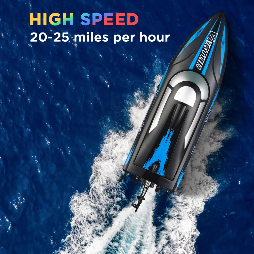 Remote Control Boat for Pools & Lakes, Campmoy Udi001 Venom Fast RC Boat for Kids & Adults, Self Righting Remote Controlled Boat W/Extra Battery (Dark Blue) - Exclusive Design