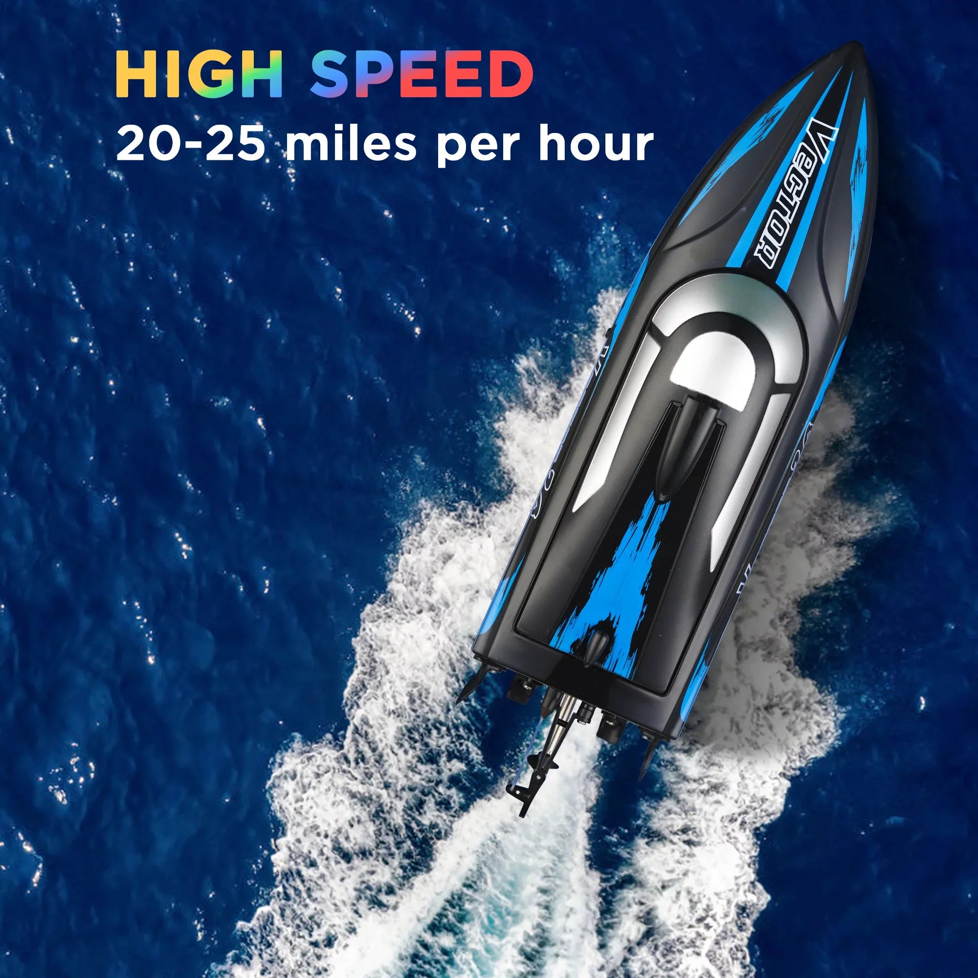 Remote Control Boat for Pools & Lakes, Campmoy Udi001 Venom Fast RC Boat for Kids & Adults, Self Righting Remote Controlled Boat W/Extra Battery (Dark Blue) - Exclusive Design