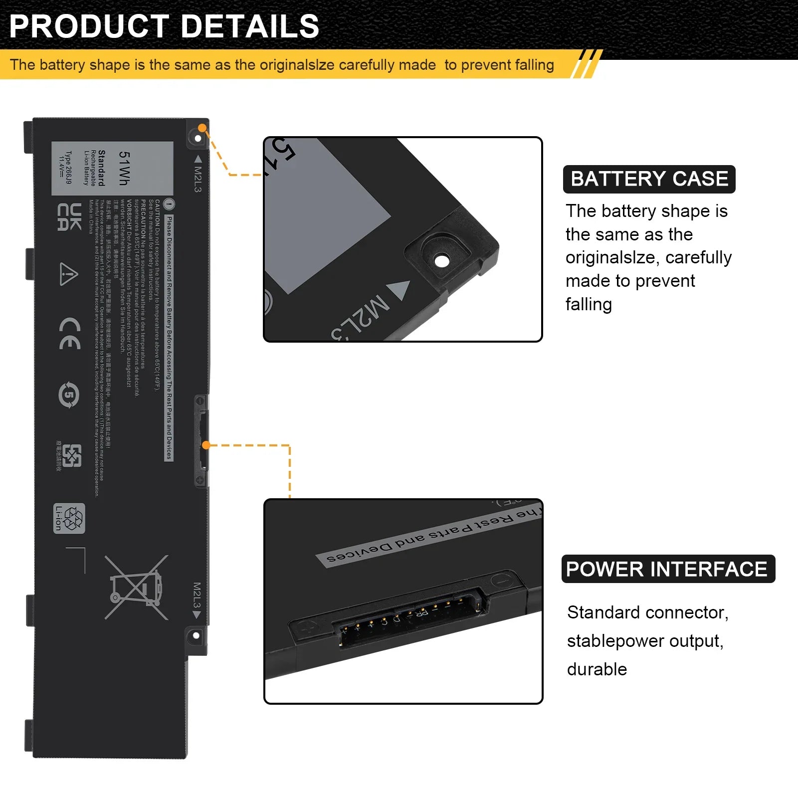 For Battery G3 15 3590 51Wh 11.4V 4265mAh 415CG M4GWP PN1VN 266J9 - Exclusive Design