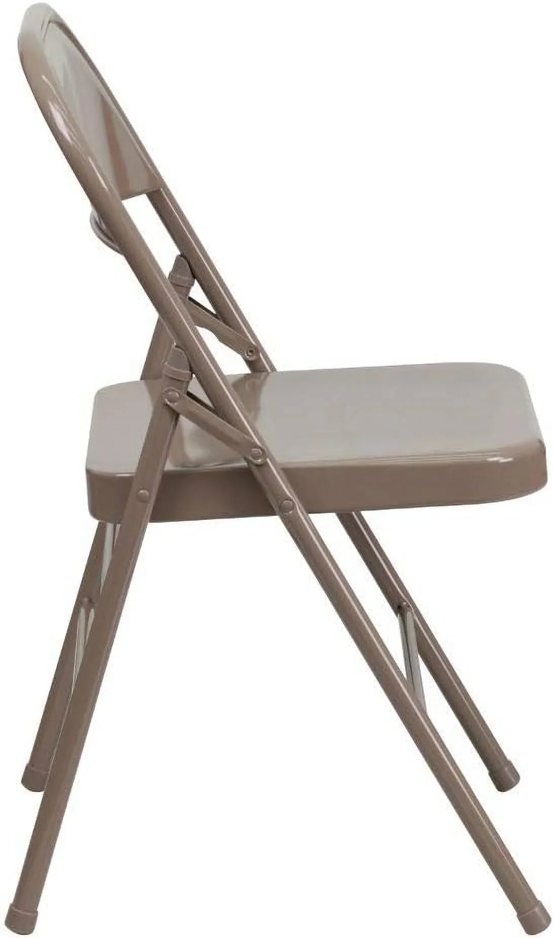 2 Pack HERCULES Series Triple Braced & Double Hinged Beige Metal Folding Chair