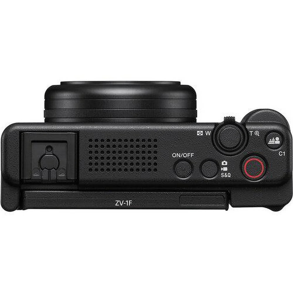 Stylish Sony ZV-1F Vlogging Camera (Black) with SanDisk 64GB Memory Card + ZeeTech Accessory Bundle