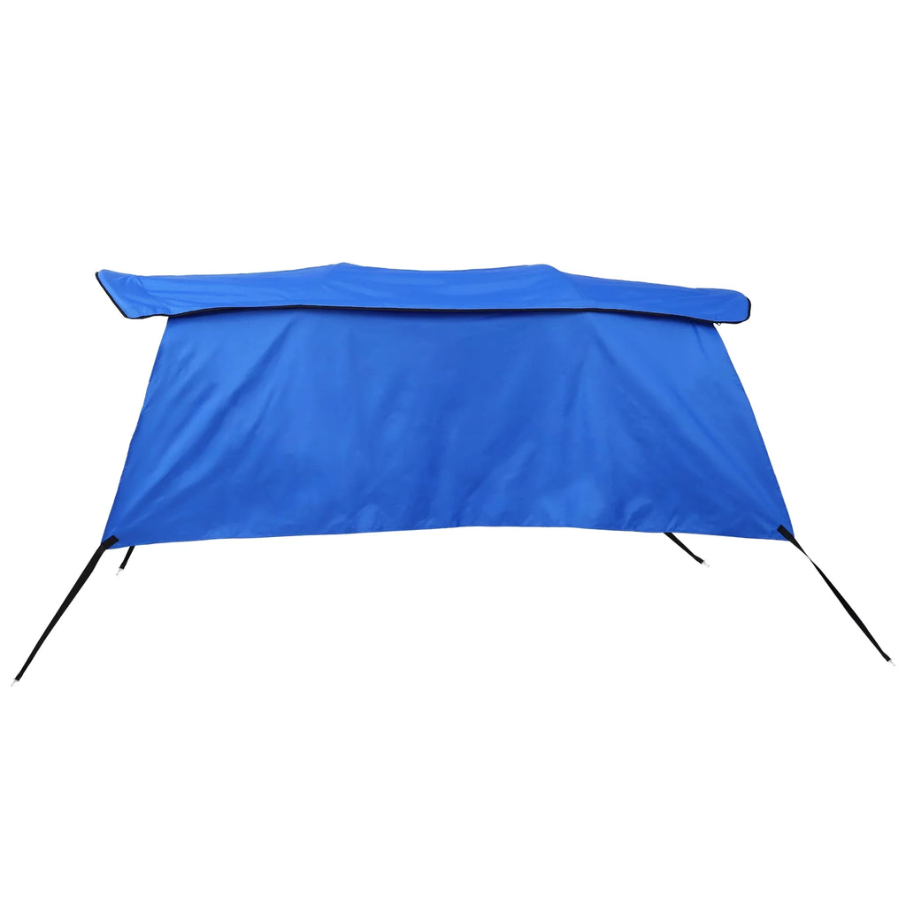 Unique Bargains 600D 4 Bow 8'L x 54"H x 79"-84"W Bimini Top Canvas Cover with Detachable Side Blocks Storage Boot Blue - Exclusive Design