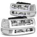 Stylish DNA Motoring HL-LB-CSIL99-CH-CL1 Headlight Fits Truck 1999 to 2002 Chevy Silverado 2000 to 2006 Suburban 1500 2500 Tahoe LED DRL Bumper Signal Lamps Chrome/Clear 01 03 04 05