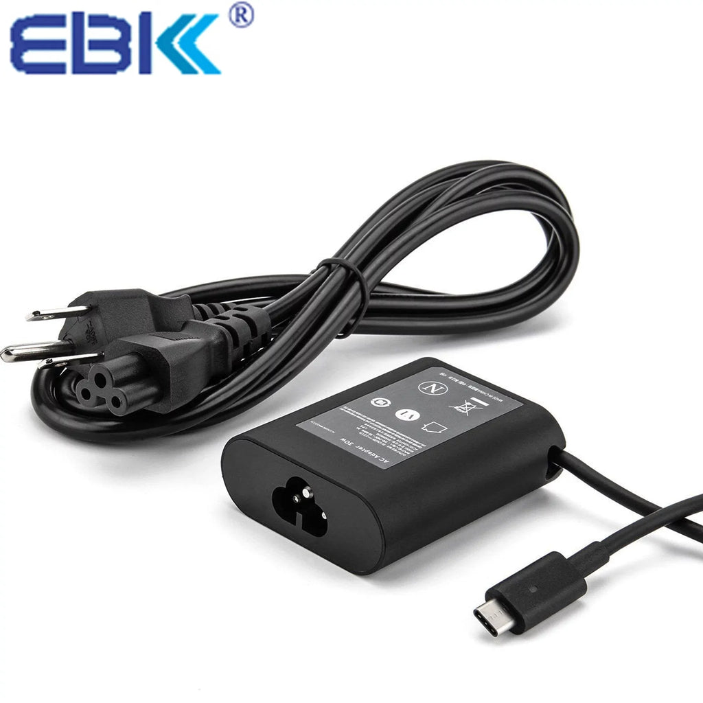Stylish EBK 30W Replacement AC Power Adapter Charger for XPS13 9365 XPS12 9250 7350 7275 5175 5179 ( USB Type-C Connector )