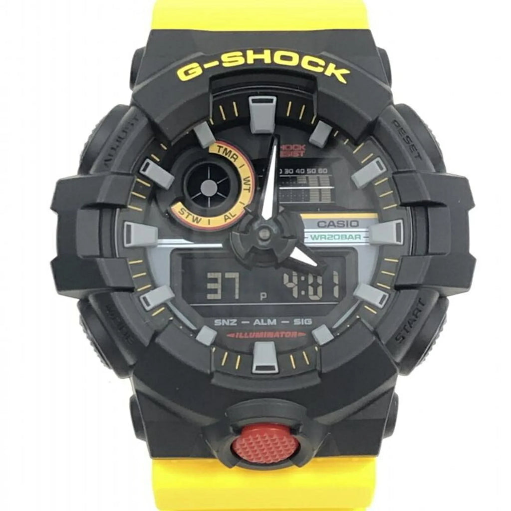 Stylish Pre-Owned CASIO G-SHOCK Watch GA-700MT-1A9JF Yellow Quartz G-Shock (Like New)