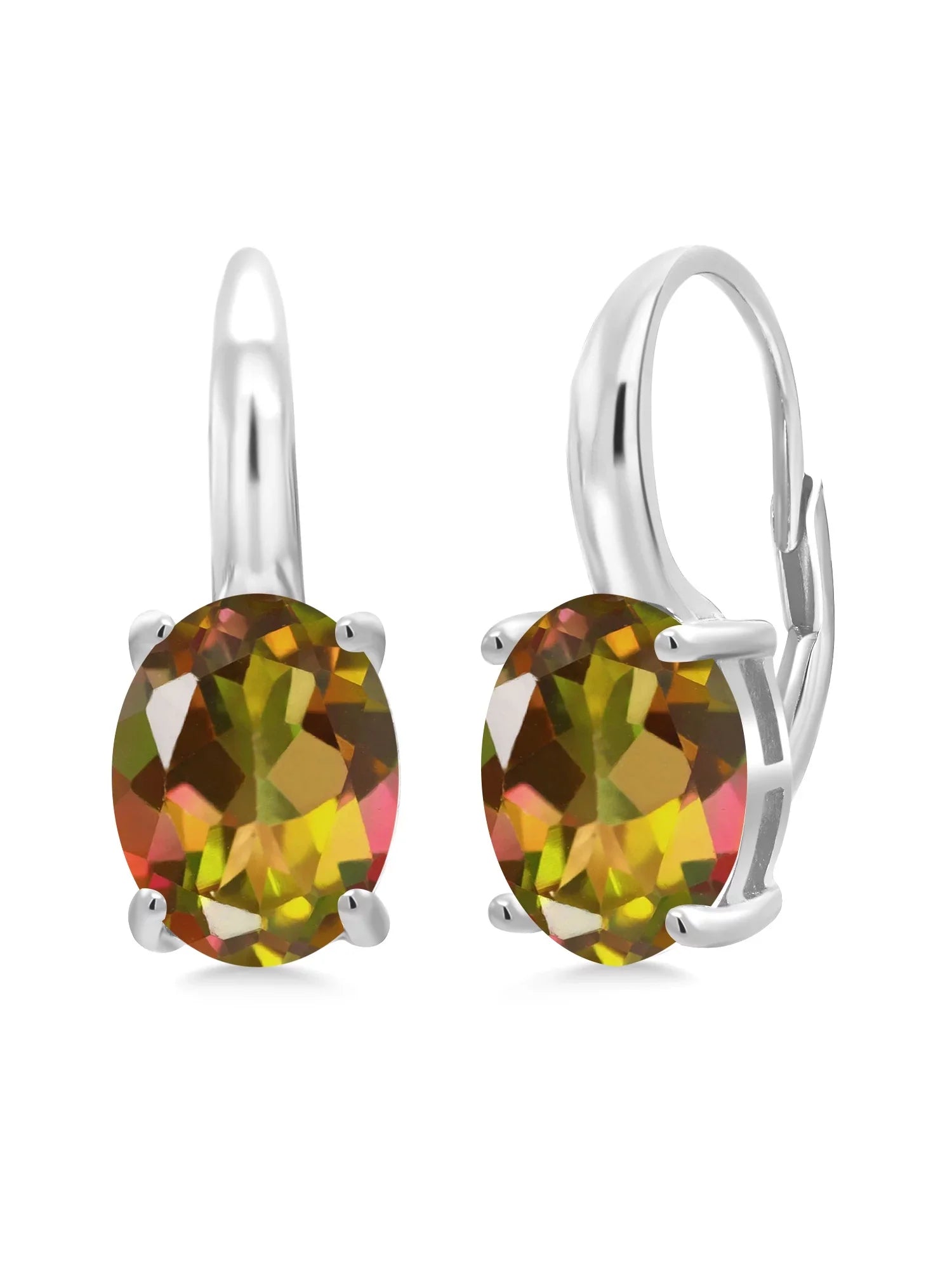 Gem Stone King 9.00 Ct Oval Mango Mystic Topaz 925 Sterling Silver Earrings - Exclusive Design