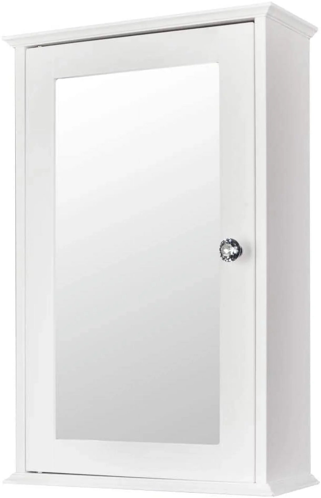 BSL Bathroom Cabinet Wall Mount Mirrored Medicine Cabinet Storage Organizer with Single Door and 2 Adjustable Shelves White
