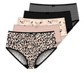Stylish Delta Burke Women's Stretch Microfiber Brief Panties 5-Pack Colors Peach Whip - Leopard - Solids - Geometric Size 9